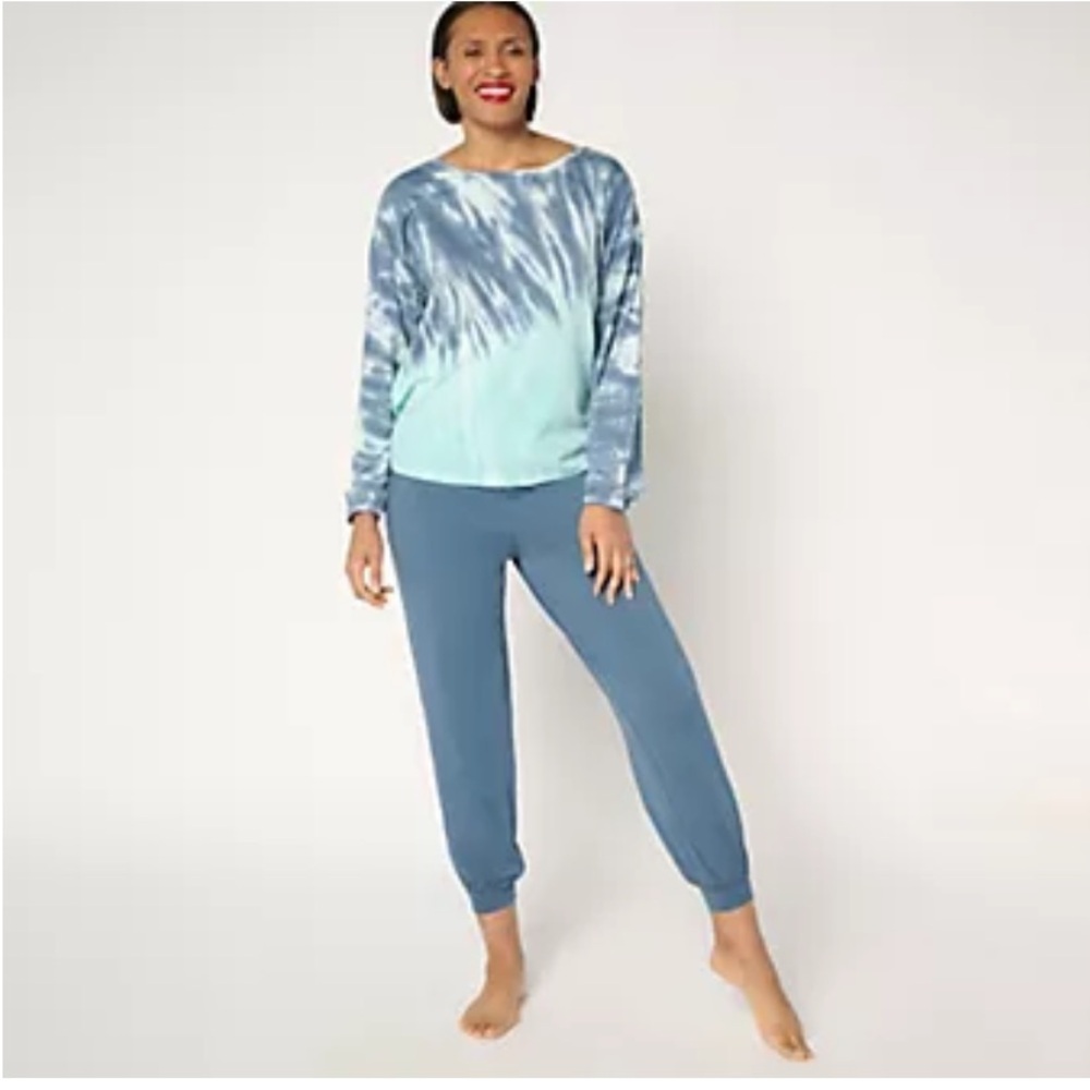AnyBody Cozy Knit Tie-Dye Top and Jogger‎ Set
